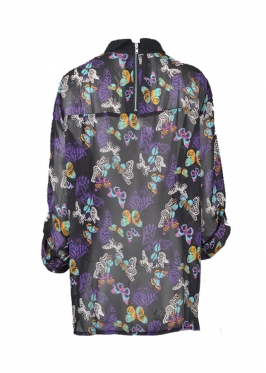 Áo kiểu nữ phối ly đô trước đen in bông #4 Áo kiểu nữ phối ly đô trước đen in bông #4