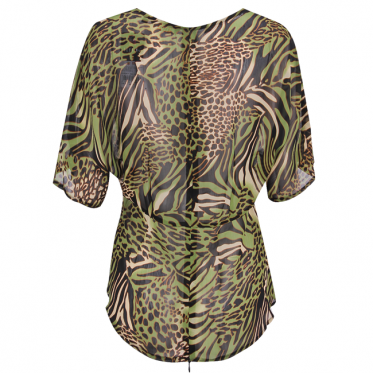 Áo kiểu tay liền chính eo in họa tiết Áo kiểu tay liền chính eo in họa tiết