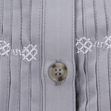 Áo sơmi nữ màu xám xếp ply thêu