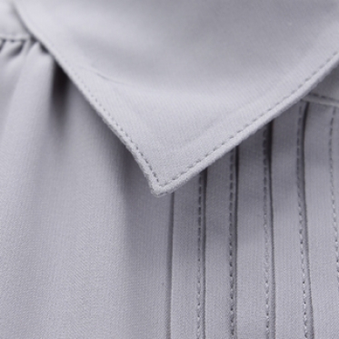 Áo sơmi nữ màu xám xếp ply thêu