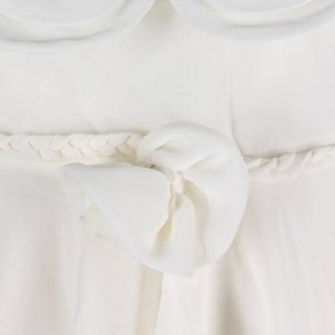 Áo voan bé gái xòe 2 lớp màu trắng ngà - 130083-SDG3005