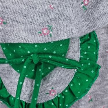 Đồ bộ trẻ em màu xám viền xanh phối bèo nơ - 110228-SDK1007