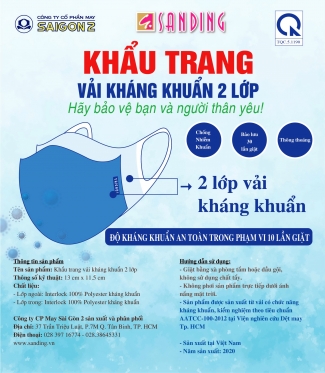 KHẨU TRANG VẢI KHÁNG KHUẨN 2 LỚP