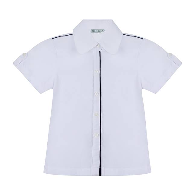 Áo sơ mi học sinh nữ phối nẹp và vai 10-12
