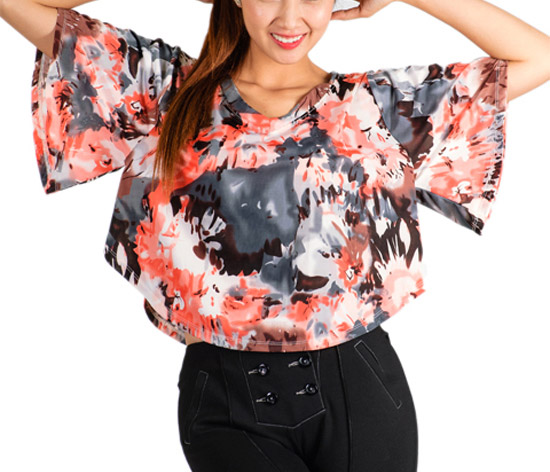 Áo kiểu crop-top họa tiết hoa nhiều màu-AO-SDL-4029