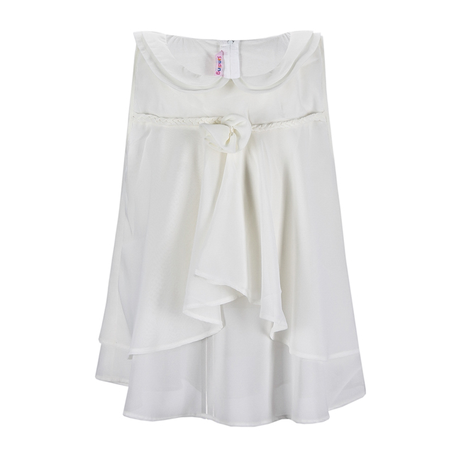 Áo voan bé gái xòe 2 lớp màu trắng ngà - 130083-SDG3005