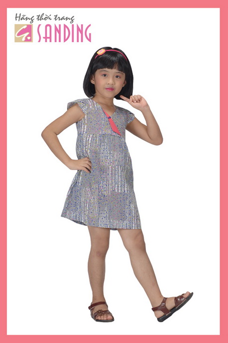 Đầm dài chấm bi màu xanh