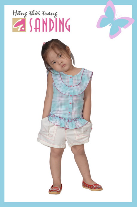 Bộ áo kẻ sọc xanh quần ngắn