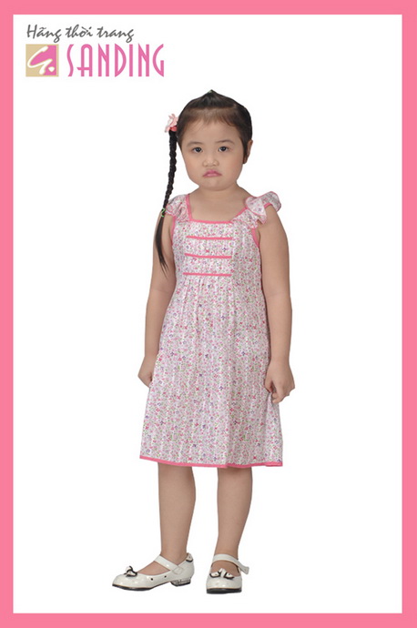 Đầm dài bé gái chấm bi nhỏ